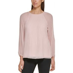 Calvin Klein Micro Pleat Long Sleeve Chiffon Blouse
